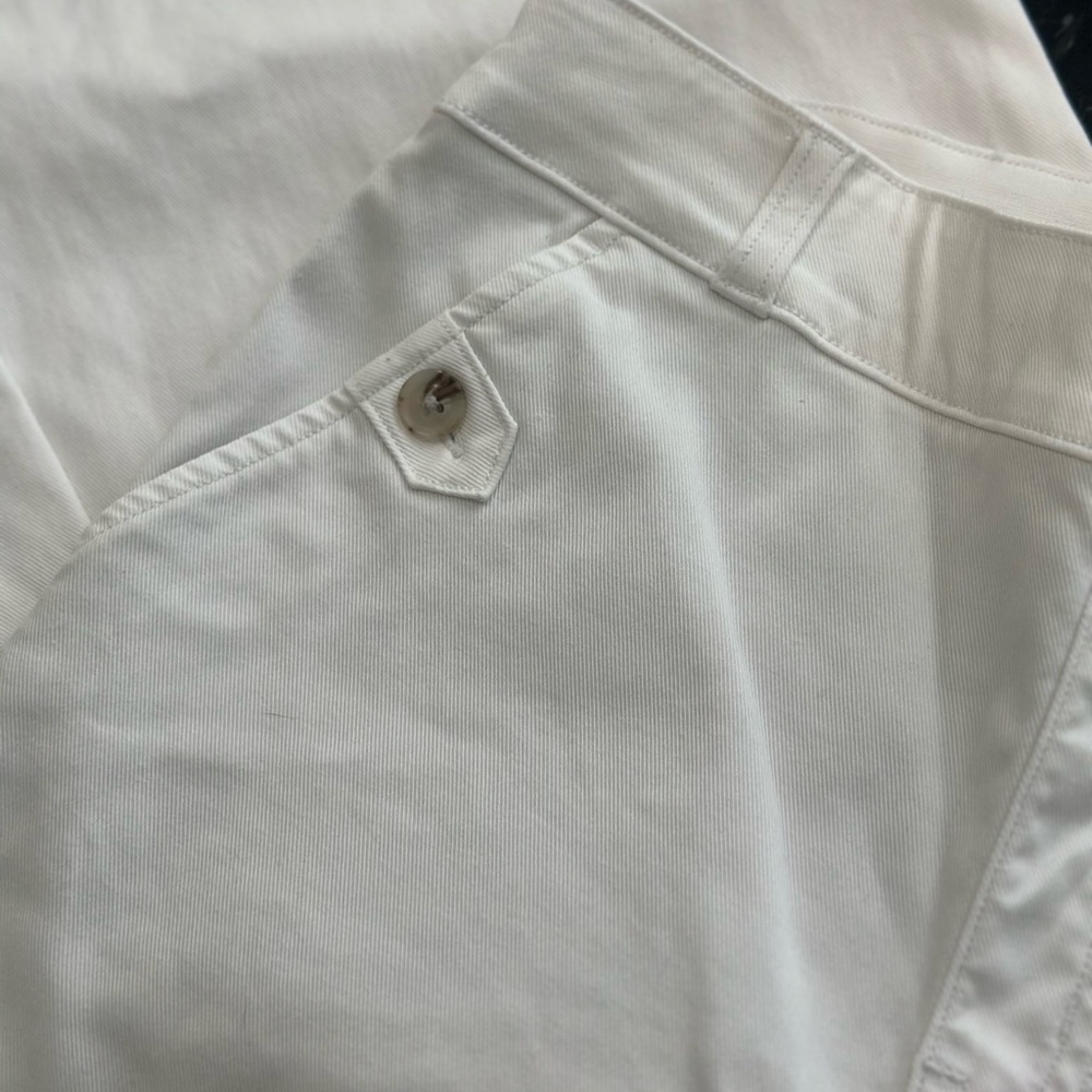 Spanx Twill Cropped Pant Women Medium White High Rise Shaping Wide Leg Crop - Picture 4 of 9